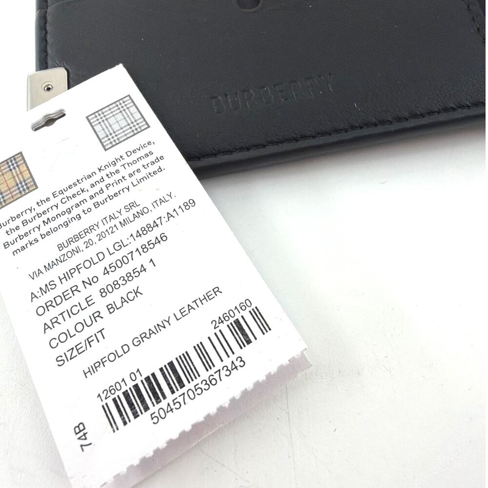 Burberry Men's Black Hipfold Granny Leatherv B-cut Bi-fold Wallet One Size - Picture 5 of 9